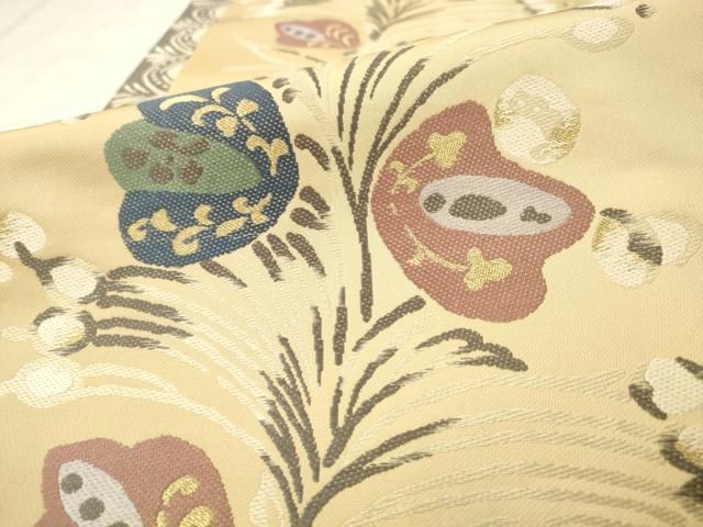平和屋着物●六通柄袋帯　草花文　金糸　正絹　逸品　AABM4954pf