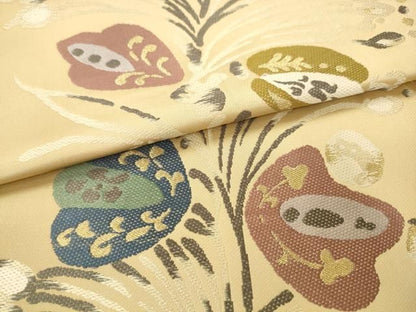 平和屋着物●六通柄袋帯　草花文　金糸　正絹　逸品　AABM4954pf