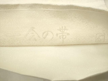 平和屋着物●本場筑前博多織　太鼓柄袋帯　春夏秋冬　銀糸　岡野謹製　博多金ラベル　証紙付き　正絹　逸品　AABM4962pf