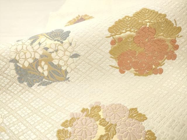 平和屋着物●六通柄袋帯　唐織　草花文　金糸　正絹　逸品　AABM4965pf