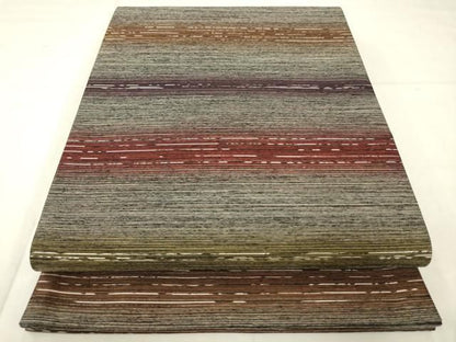 平和屋着物●両面六通柄袋帯　横段文　鱗文　銀糸　正絹　逸品　AABM4970pf