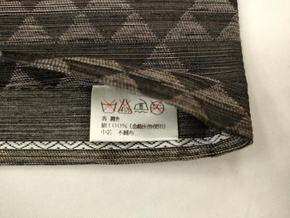 平和屋着物●両面六通柄袋帯　横段文　鱗文　銀糸　正絹　逸品　AABM4970pf