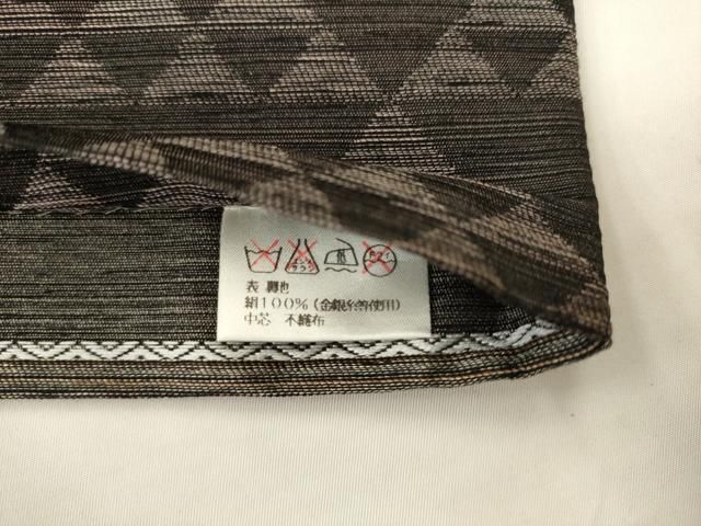 平和屋着物●両面六通柄袋帯　横段文　鱗文　銀糸　正絹　逸品　AABM4970pf