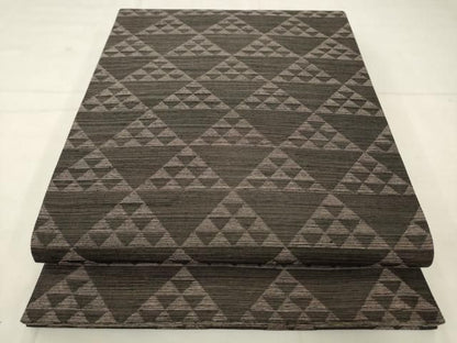 平和屋着物●両面六通柄袋帯　横段文　鱗文　銀糸　正絹　逸品　AABM4970pf