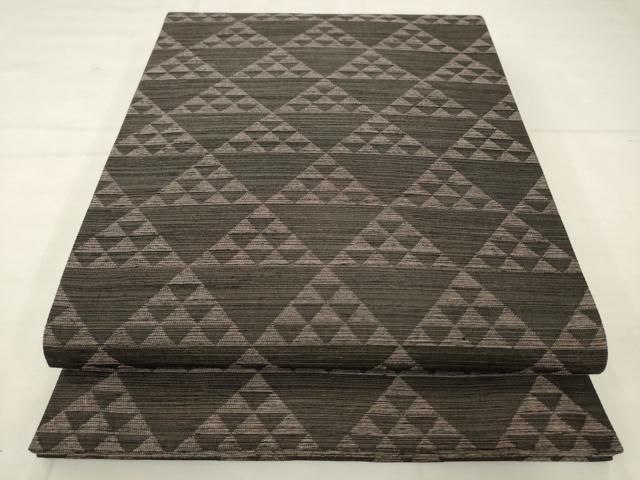 平和屋着物●両面六通柄袋帯　横段文　鱗文　銀糸　正絹　逸品　AABM4970pf