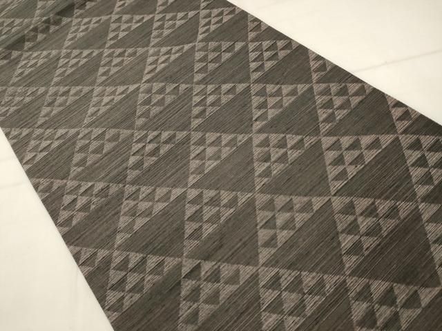 平和屋着物●両面六通柄袋帯　横段文　鱗文　銀糸　正絹　逸品　AABM4970pf