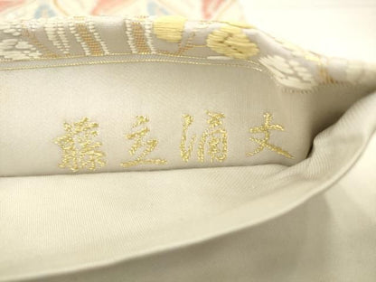 平和屋着物●六通柄袋帯　彩宝唐織　藤立涌文　金糸　正絹　逸品　AABM4971pf
