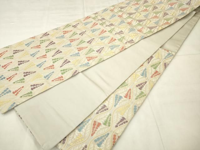平和屋着物●六通柄袋帯　彩宝唐織　藤立涌文　金糸　正絹　逸品　AABM4971pf