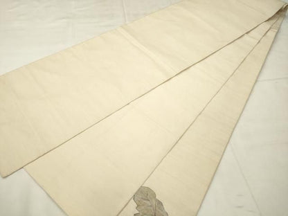 平和屋着物●太鼓柄袋帯　すくい織　草花文　金銀糸　正絹　逸品　AABM4978pf