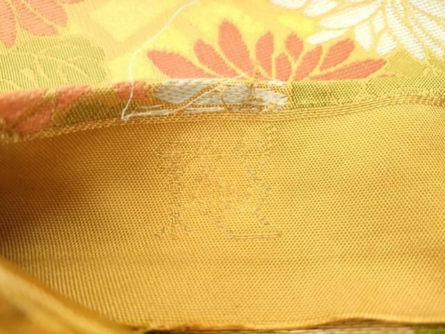 平和屋着物●織物一筋名門　織悦　全通柄　本袋帯　草花文　金糸　正絹　逸品　AABM4979pf