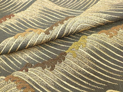 平和屋着物●両面六通柄袋帯　立波文　金糸　正絹　逸品　AABM4980pf