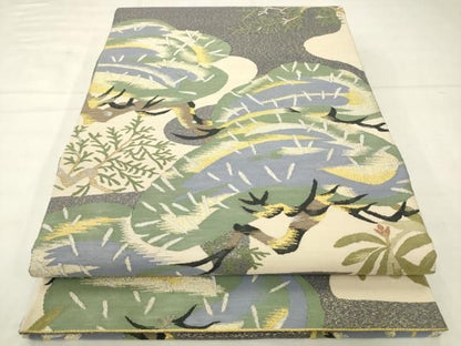 平和屋着物●爪掻き本綴れ　六通柄袋帯　松文　金銀糸　正絹　逸品　AABM4981pf