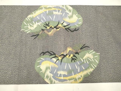 平和屋着物●爪掻き本綴れ　六通柄袋帯　松文　金銀糸　正絹　逸品　AABM4981pf