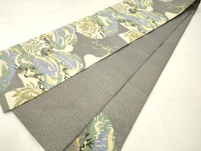 平和屋着物●爪掻き本綴れ　六通柄袋帯　松文　金銀糸　正絹　逸品　AABM4981pf
