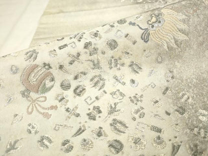 平和屋着物●松尾光琳　六通柄袋帯　吉祥宝尽し文様　銀糸　引箔　正絹　逸品　AABM4984pf