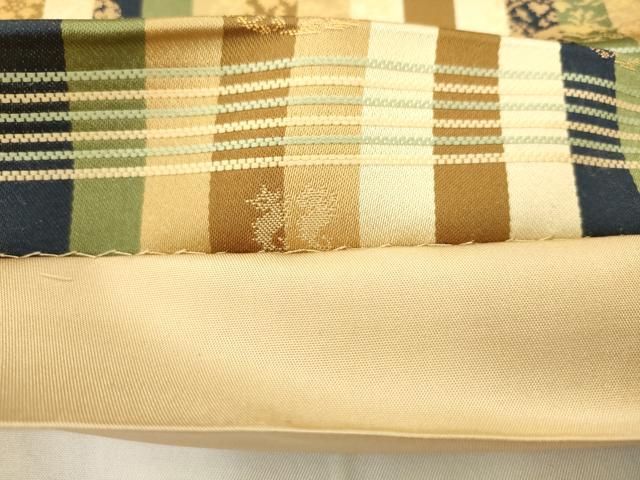 平和屋着物●名物裂一筋　西陣・あらいそ謹製　全通柄袋帯　名物裂　金糸　正絹　逸品　AABM4987pf