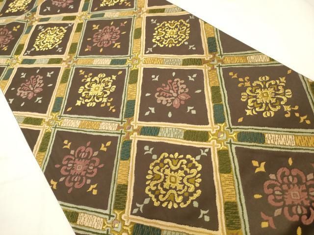 平和屋着物●六通柄袋帯　唐織　花菱文　金糸　正絹　逸品　AABM4988pf