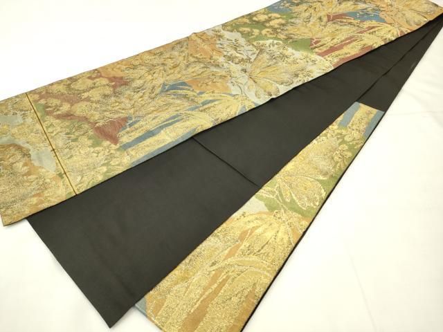 平和屋着物●西陣　川島織物　六通柄　本袋帯　舞蝶笹竹文　金糸　正絹　逸品　AABM4996pf