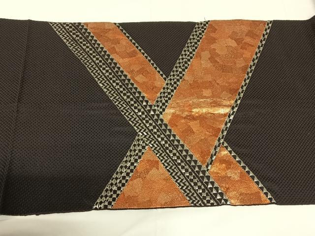 平和屋着物◎八寸名古屋帯　幾何学文様　正絹　逸品　AABM5002dk