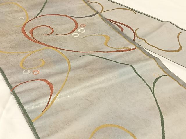 平和屋着物◎九寸名古屋帯　唐織　唐草文　引箔　正絹　逸品　AABM5004dk