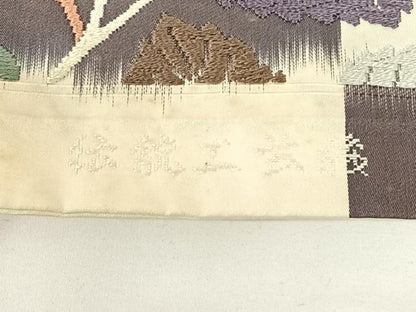 平和屋着物◎六通柄袋帯　唐織　秋海栄籠模様　金糸　正絹　逸品　AABM5005dk