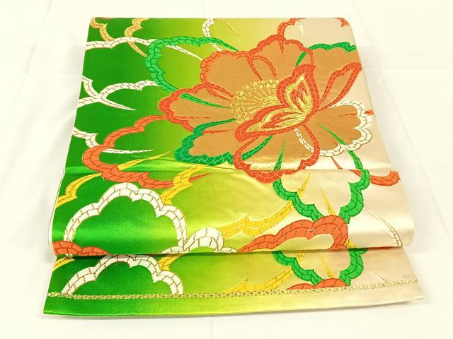 平和屋着物◎六通柄袋帯　唐織　草花文　金糸　暈し染め　正絹　逸品　AABM5006dk