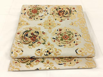 平和屋着物◎六通柄袋帯　鳳凰花文　金糸　正絹　逸品　AABM5015dk