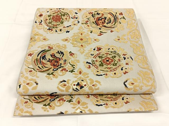 平和屋着物◎六通柄袋帯　鳳凰花文　金糸　正絹　逸品　AABM5015dk