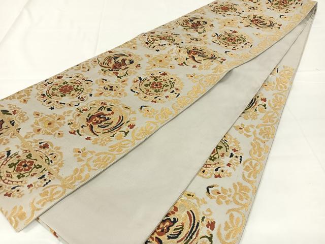 平和屋着物◎六通柄袋帯　鳳凰花文　金糸　正絹　逸品　AABM5015dk