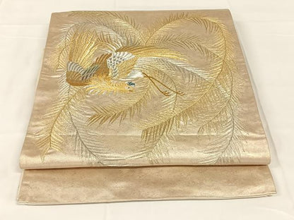 平和屋着物◎太鼓柄袋帯　刺繍　鳳凰　金銀糸　引箔　正絹　逸品　AABM5016dk