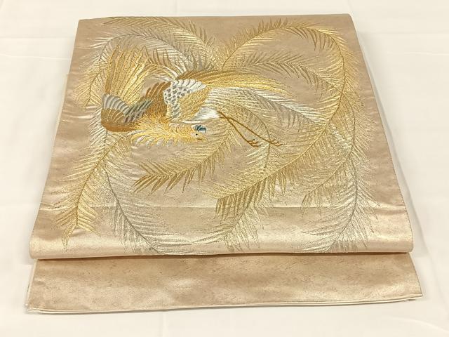 平和屋着物◎太鼓柄袋帯　刺繍　鳳凰　金銀糸　引箔　正絹　逸品　AABM5016dk
