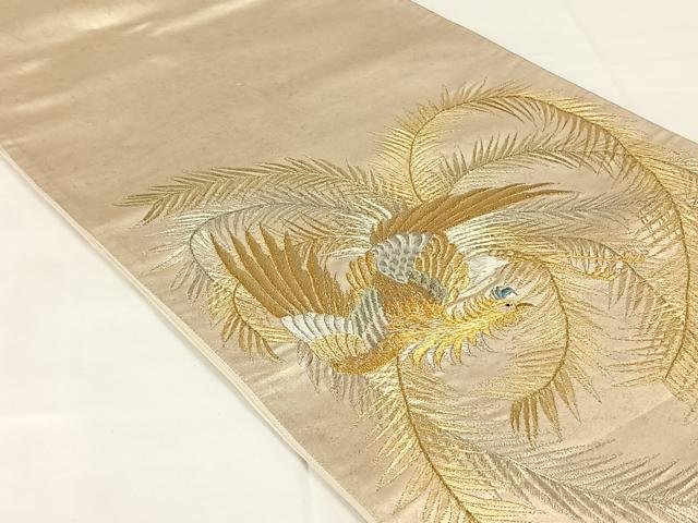 平和屋着物◎太鼓柄袋帯　刺繍　鳳凰　金銀糸　引箔　正絹　逸品　AABM5016dk