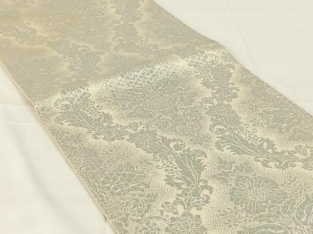 平和屋着物◎六通柄袋帯　花唐草文　オーロラ箔錦　正絹　逸品　AABM5028dk