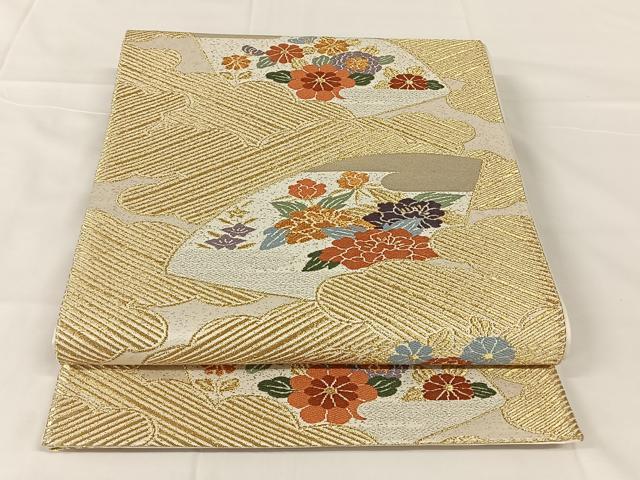 平和屋着物◎六通柄袋帯　唐織　地紙草花文　金銀糸　正絹　逸品　AABM5029dk