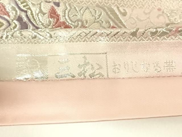 平和屋着物◎六通柄袋帯　唐織　正倉院花文　銀糸　正絹　逸品　AABM5030dk