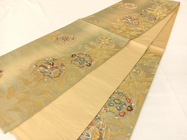 平和屋着物◎六通柄袋帯　唐織　花鳥文　金銀糸　正絹　逸品　AABM5032dk