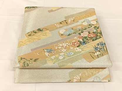平和屋着物◎六通柄袋帯　唐織　花鳥文　金銀糸　正絹　逸品　AABM5034dk