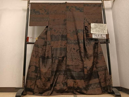 平和屋着物●上質な紬 つなぎ糸 越後おぐに くる満屋工房 矢代むつ子作 小千谷織物謹製 百柄 証紙付き 正絹 逸品 未使用 AABM5041ph