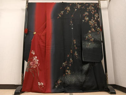 平和屋着物●豪華振袖　作家物　party wink　草花文　暈し染め　金彩　さが美扱い　正絹　逸品　AABM5043ph