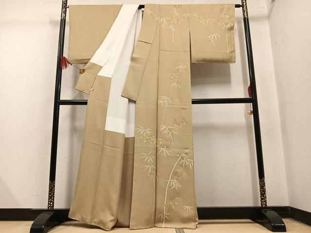 平和屋着物●訪問着　笹竹文　金彩　正絹　逸品　AABM5046ph