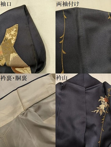 平和屋着物●訪問着　駒刺繍　短冊枝垂れ花文　金彩　正絹　逸品　AABM5047ph