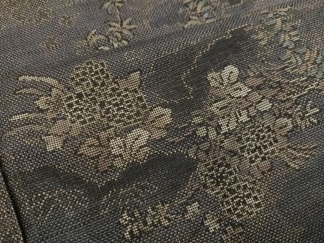 平和屋着物●本場大島紬　9マルキ　草花文　正絹　逸品　AABM5050ph
