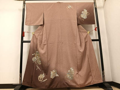 平和屋着物●訪問着　茶道具　暈し染め　金彩　正絹　逸品　AABM5058ph