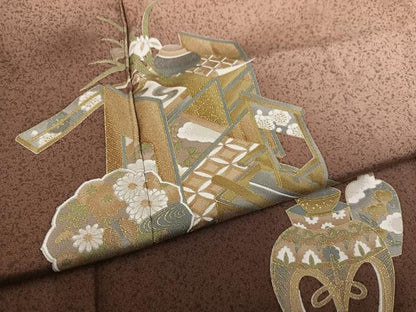 平和屋着物●訪問着　茶道具　暈し染め　金彩　正絹　逸品　AABM5058ph