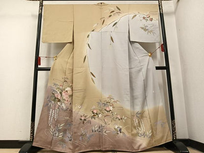 平和屋着物●高級染元　粋峰　林芳夫　京加賀友禅　訪問着　草花文　暈し染め　正絹　逸品　AABM5066ph