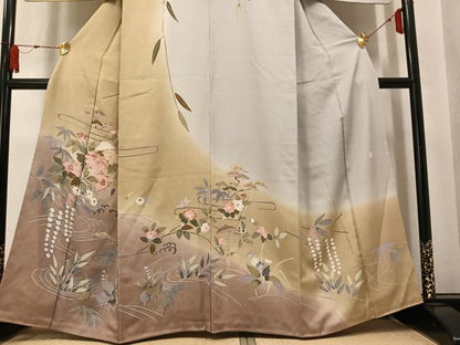 平和屋着物●高級染元　粋峰　林芳夫　京加賀友禅　訪問着　草花文　暈し染め　正絹　逸品　AABM5066ph