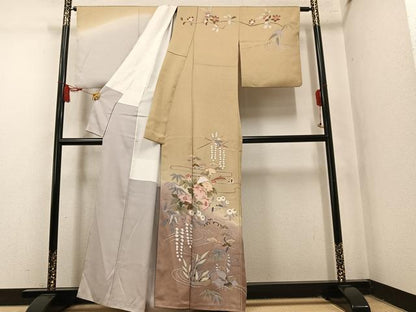 平和屋着物●高級染元　粋峰　林芳夫　京加賀友禅　訪問着　草花文　暈し染め　正絹　逸品　AABM5066ph