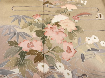平和屋着物●高級染元　粋峰　林芳夫　京加賀友禅　訪問着　草花文　暈し染め　正絹　逸品　AABM5066ph