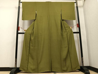 平和屋着物●上質な色無地　吉祥地紋　梅幸茶色　さが美扱い　正絹　逸品　未使用　AABM5068ph