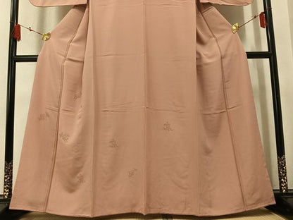 平和屋着物●中国三大刺繍　相良刺繍　総刺繍　無地絵羽訪問着　草花文　ときがら茶色　正絹　逸品　AABM5069ph